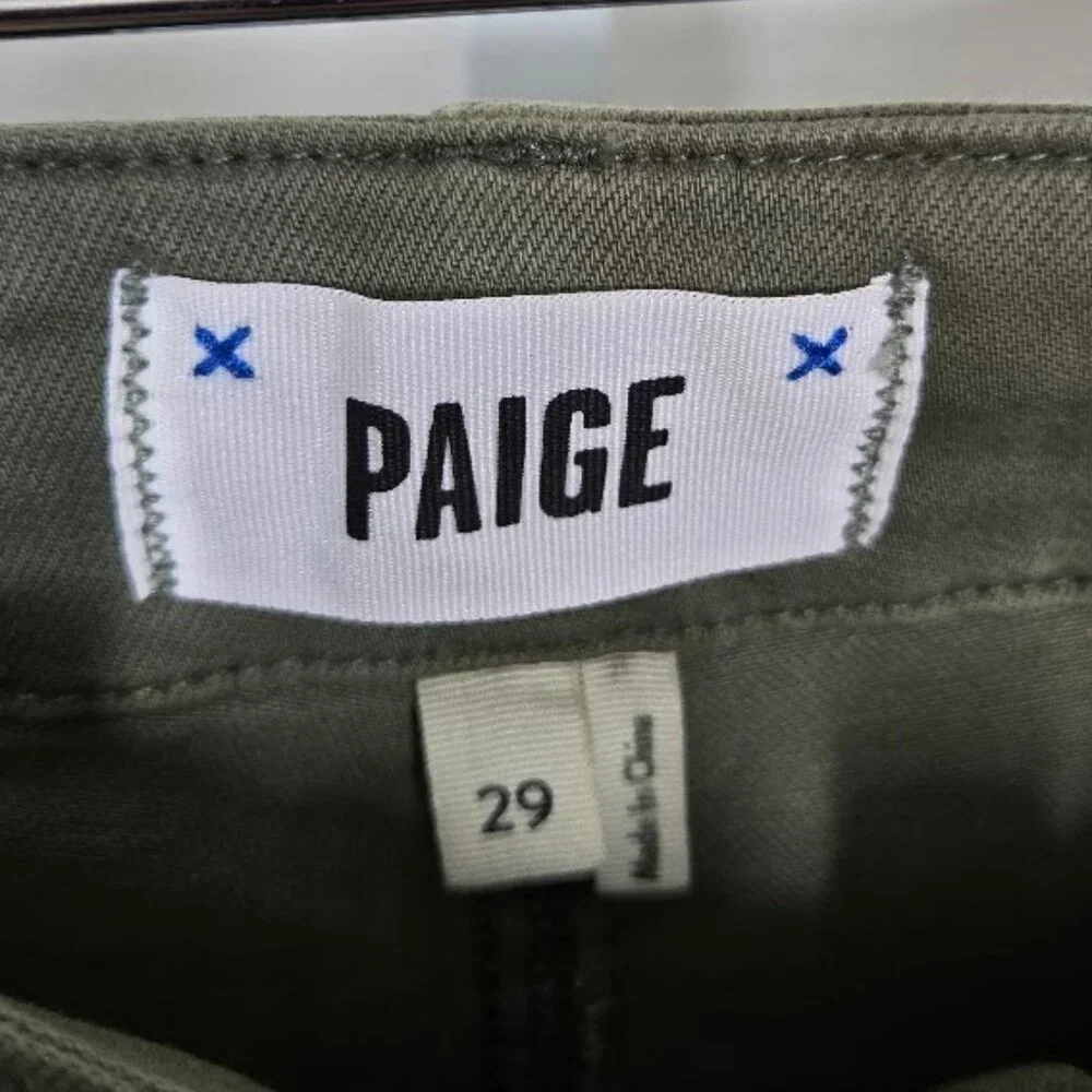 PAIGE Carly Wide Leg Cargo women's jeans in Vintage Ivy Green Size 29 NEW - Picture 9 of 11